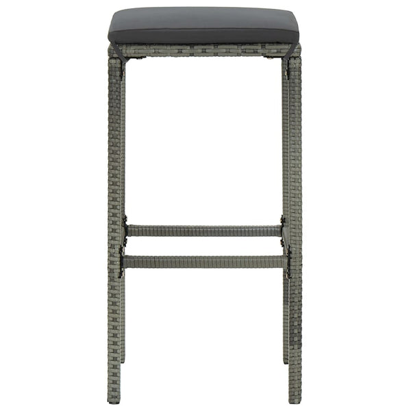 vidaXL Bar Stools with Cushions 3 pcs. Gray Poly Rattan