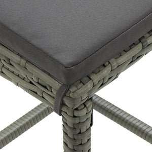 vidaXL Bar Stools with Cushions 3 pcs. Gray Poly Rattan