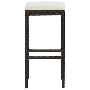 vidaXL Bar Stools with Cushions 4 pcs Brown Poly Rattan