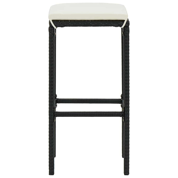 vidaXL Bar Stools with Cushions 4 pcs Black Poly Rattan