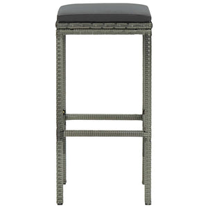 vidaXL Bar Stools with Cushions 4 pcs Grey Poly Rattan