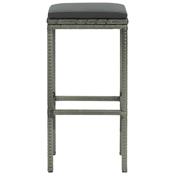 vidaXL Bar Stools with Cushions 4 pcs Grey Poly Rattan