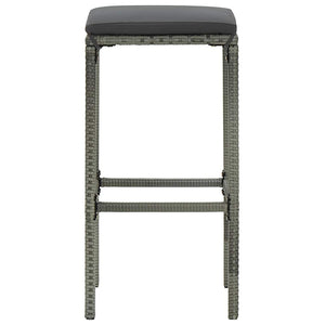 vidaXL Bar Stools with Cushions 4 pcs Grey Poly Rattan