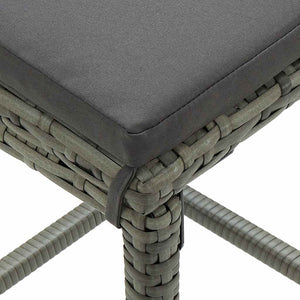vidaXL Bar Stools with Cushions 4 pcs Grey Poly Rattan
