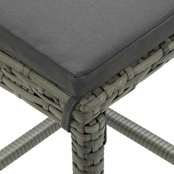 vidaXL Bar Stools with Cushions 4 pcs Grey Poly Rattan