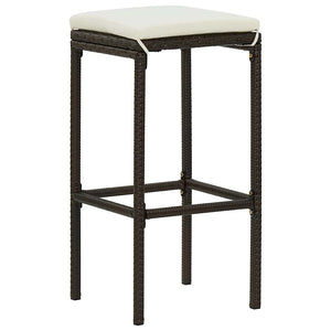 vidaXL Bar Stools with Cushions 6 pcs. Brown Poly Rattan