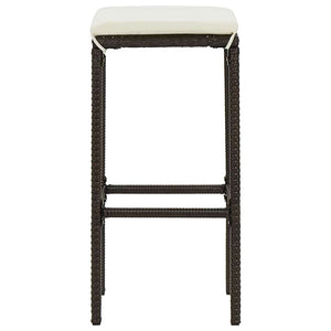 vidaXL Bar Stools with Cushions 6 pcs. Brown Poly Rattan