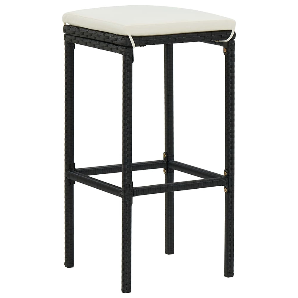 vidaXL Bar Stools with Cushions 6 pcs Black Poly Rattan