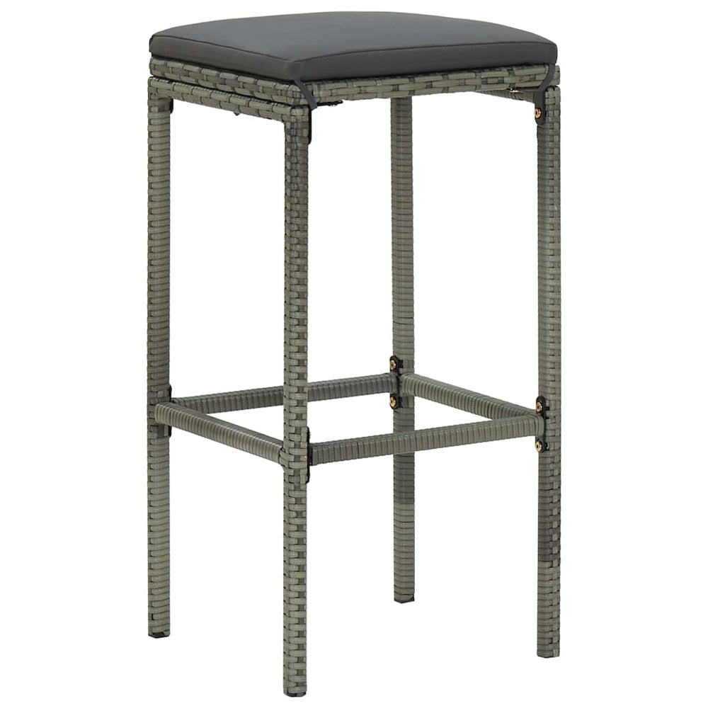 vidaXL Bar Stools with Cushions 6 pcs. Grey Poly Rattan