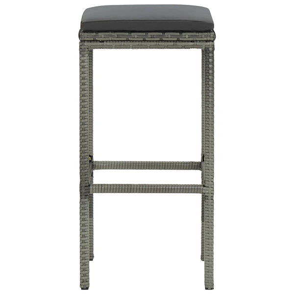vidaXL Bar Stools with Cushions 6 pcs. Grey Poly Rattan