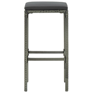vidaXL Bar Stools with Cushions 6 pcs. Grey Poly Rattan