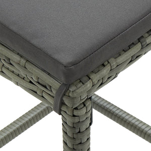 vidaXL Bar Stools with Cushions 6 pcs. Grey Poly Rattan