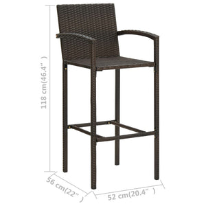 vidaXL Bar Stools 2 pcs Brown Poly Rattan