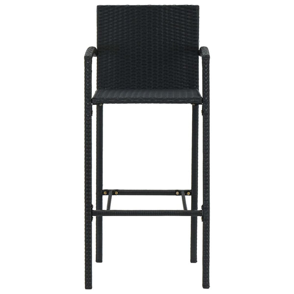 vidaXL Bar Stools 2 pcs Black Poly Rattan