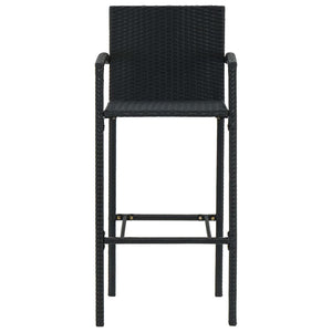 vidaXL Bar Stools 4 pcs Black Poly Rattan
