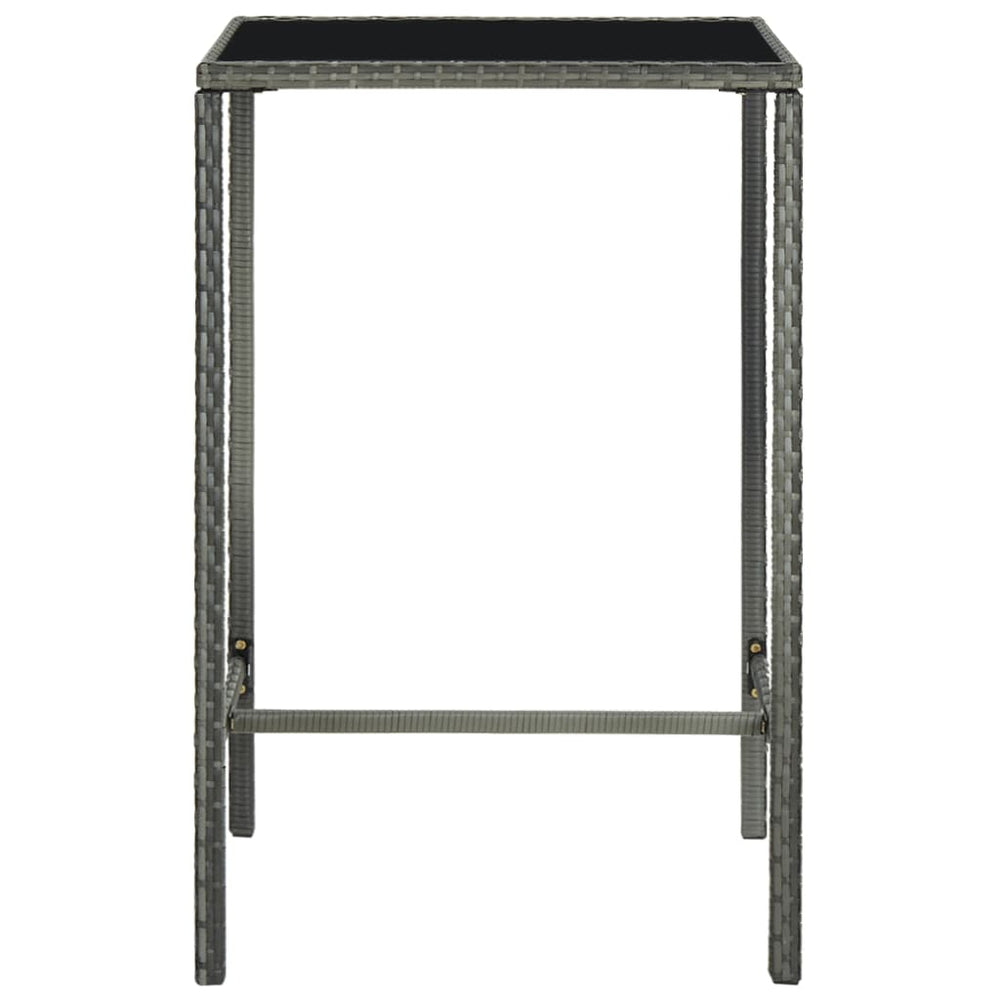 vidaXL Garden Bar Table Grey 70x70x110 cm Poly Rattan and Glass