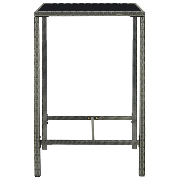 vidaXL Garden Bar Table Grey 70x70x110 cm Poly Rattan and Glass