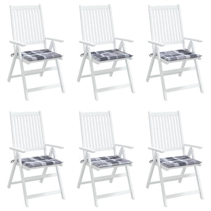 vidaXL Garden Chair Cushions 6 pcs. Grey Checkered 40x40x4 cm