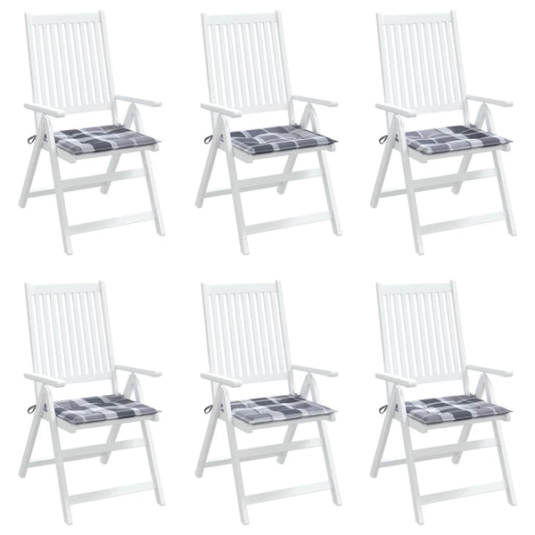 vidaXL Garden Chair Cushions 6 pcs. Grey Checkered 40x40x4 cm