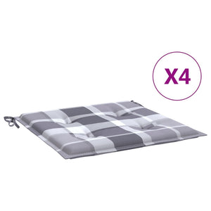 vidaXL Garden Chair Cushions 4 pcs. Grey Checkered Pattern 50x50x4 cm