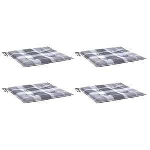 vidaXL Garden Chair Cushions 4 pcs. Grey Checkered Pattern 50x50x4 cm