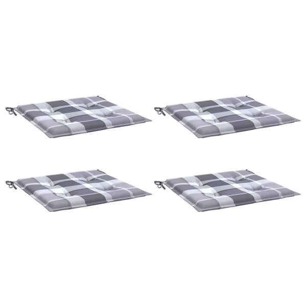 vidaXL Garden Chair Cushions 4 pcs. Grey Checkered Pattern 50x50x4 cm