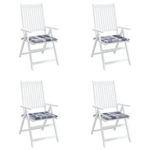 vidaXL Garden Chair Cushions 4 pcs. Grey Checkered Pattern 50x50x4 cm