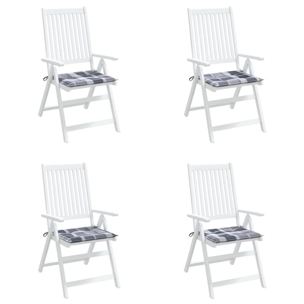 vidaXL Garden Chair Cushions 4 pcs. Grey Checkered Pattern 50x50x4 cm