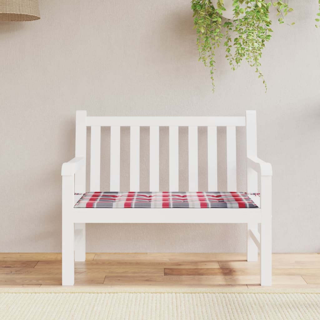 vidaXL Garden Bench Cushion Red Plaid 100x50x3 cm Oxford Fabric