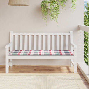 vidaXL Garden Bench Cushion Red Plaid 150x50x4 cm Oxford Fabric