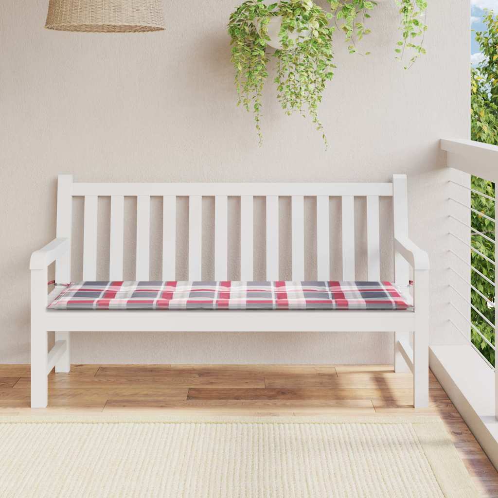 vidaXL Garden Bench Cushion Red Plaid 150x50x4 cm Oxford Fabric