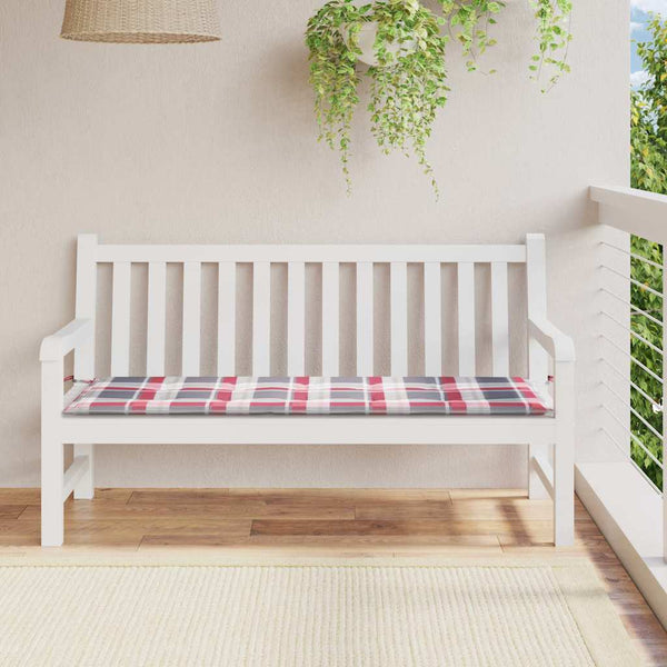 vidaXL Garden Bench Cushion Red Plaid 150x50x4 cm Oxford Fabric