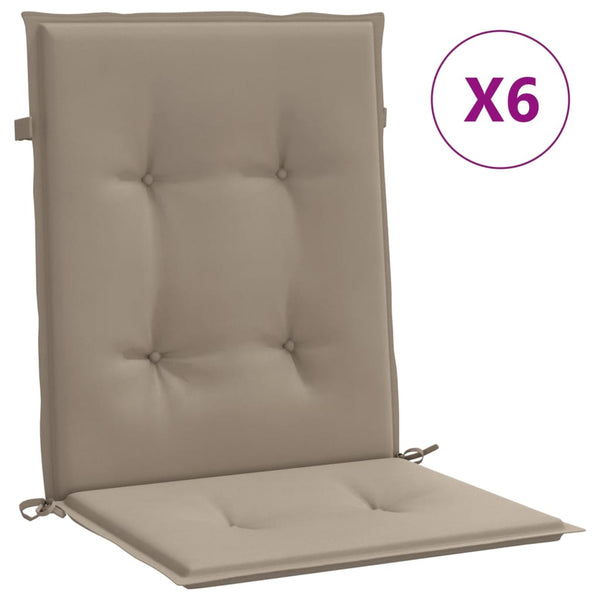 vidaXL Low-Back Garden Chair Cushions 6 pcs Taupe 100x50x3 cm