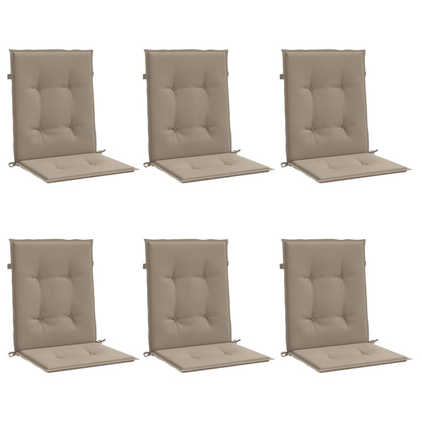 vidaXL Low-Back Garden Chair Cushions 6 pcs Taupe 100x50x3 cm
