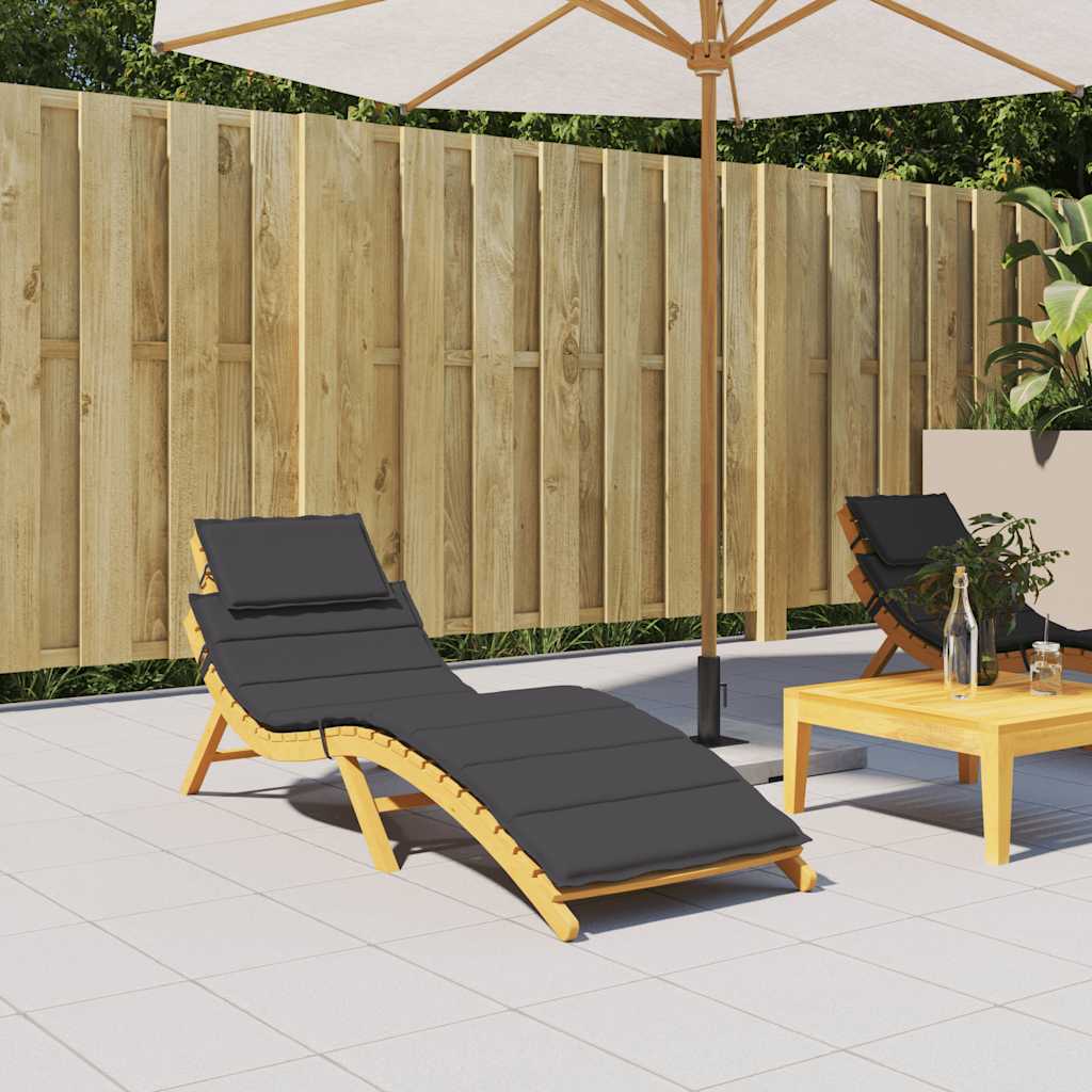 vidaXL Sun Lounger Cushion Black 186x58x4 cm Oxford Fabric