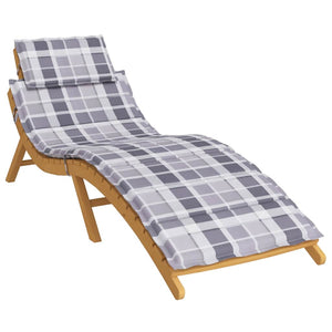 vidaXL Sun Lounger Cushion Grey Checkered Pattern 186x58x4 cm Oxford Fabric