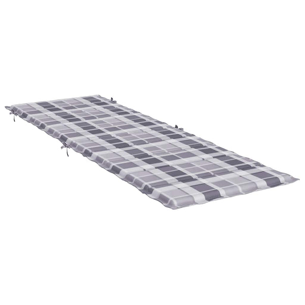 vidaXL Sun Lounger Cushion Grey Checkered Pattern 186x58x4 cm Oxford Fabric