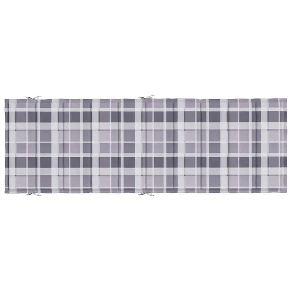 vidaXL Sun Lounger Cushion Grey Checkered Pattern 186x58x4 cm Oxford Fabric