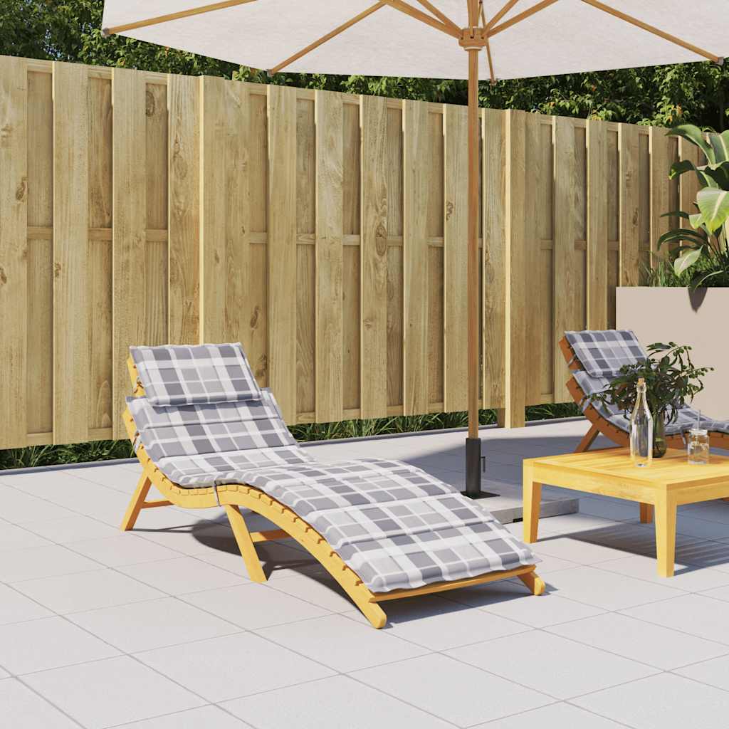 vidaXL Sun Lounger Cushion Grey Checkered Pattern 186x58x4 cm Oxford Fabric