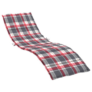 vidaXL Sun Lounger Cushion Red Gingham 200x50x3 cm Oxford Fabric