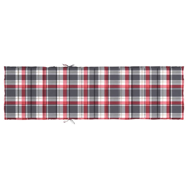 vidaXL Sun Lounger Cushion Red Gingham 200x50x3 cm Oxford Fabric