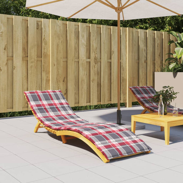 vidaXL Sun Lounger Cushion Red Gingham 200x50x3 cm Oxford Fabric
