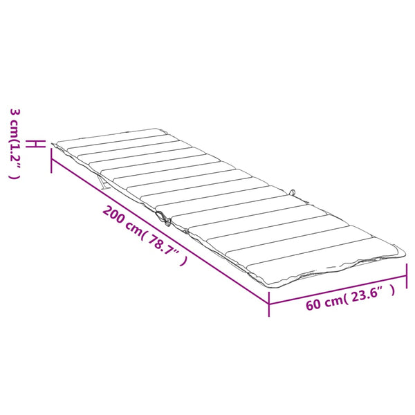 vidaXL Sun Lounger Cushion Cream 200x60x3 cm Oxford Fabric