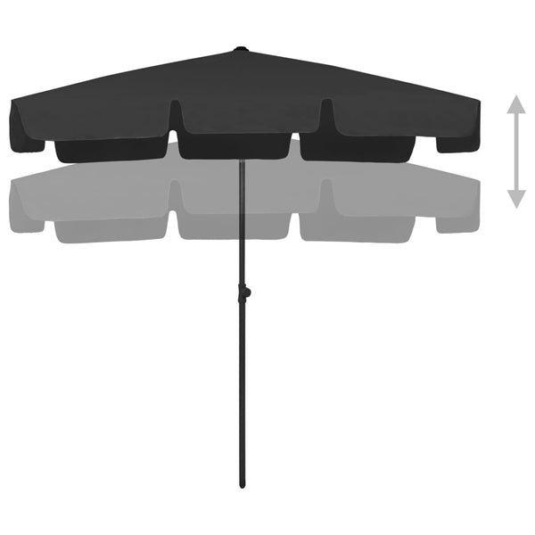 vidaXL Beach Umbrella Black 200x125 cm