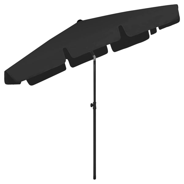 vidaXL Beach Umbrella Black 200x125 cm