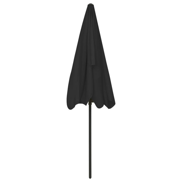 vidaXL Beach Umbrella Black 200x125 cm