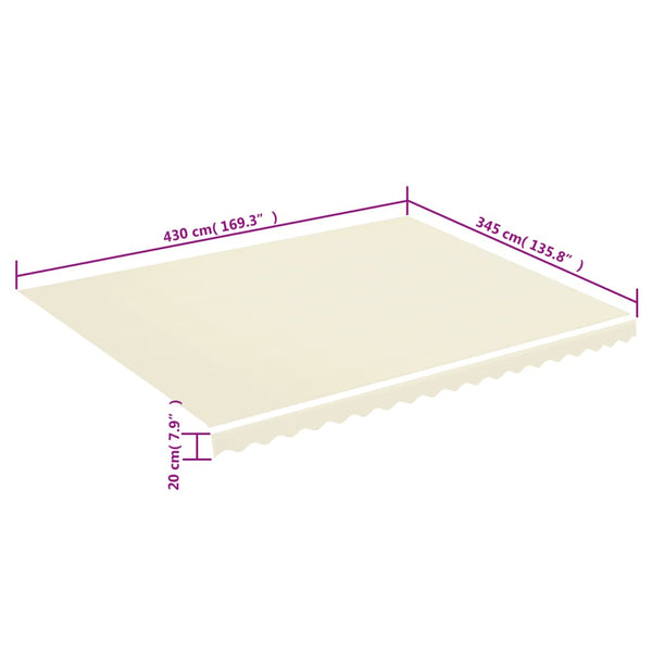 vidaXL Awning Fabric Cream 4.5x3.5 m