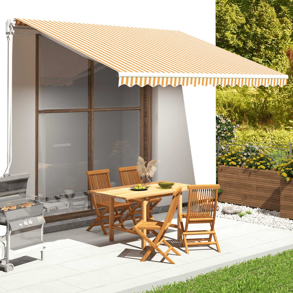 vidaXL Awning Fabric Yellow and White 4x3.5 m