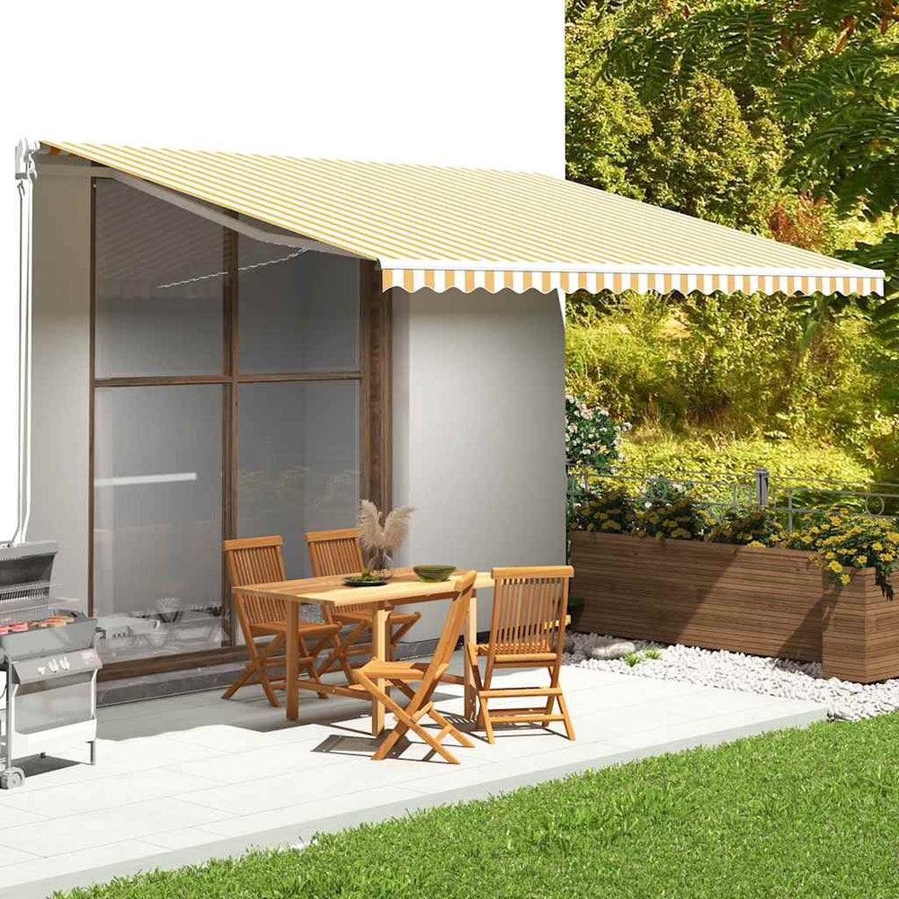 vidaXL Awning Fabric Yellow and White 5x3.5 m