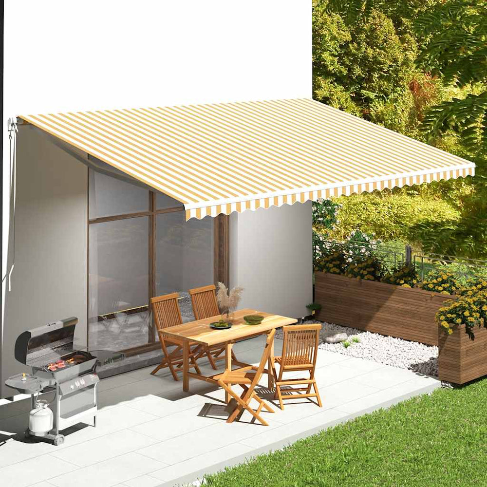 vidaXL Awning Fabric Yellow and White 6x3.5 m